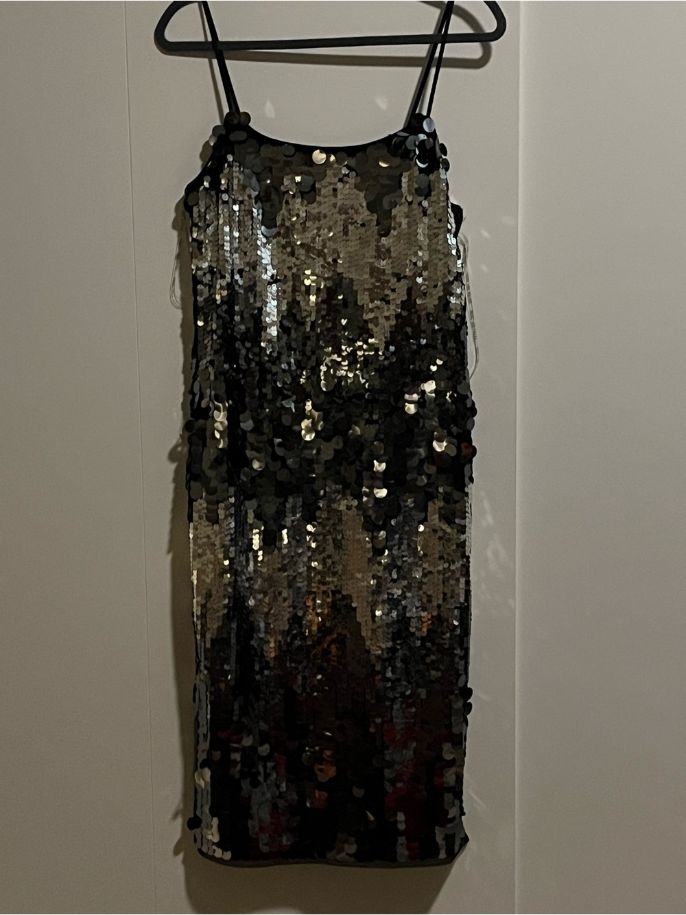Avec Les Filles Black and Silver Sequin Mini Dress